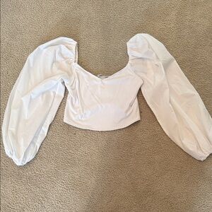 Abercrombie & Fitch White Puff Sleeve Crop Top